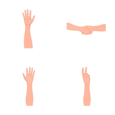 Sign Language cartoon icons in set collection for design.Emotional part of communication vector symbol stock web illustration.のイラスト素材