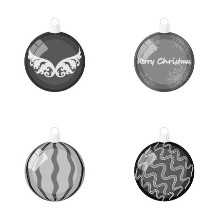 New Years Toys monochrome icons in set collection for design.Christmas balls for a treevector symbol stock illustration.のイラスト素材