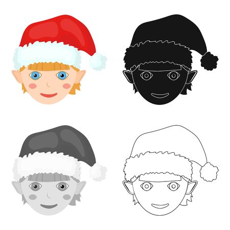 Christmas gnome single icon in cartoon,black,flat,monochrome style for design.Christmas vector symbol stock illustration web.のイラスト素材