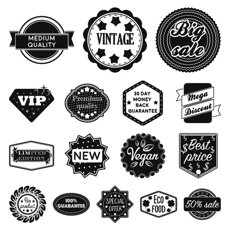 Different label black icons in set collection for design. Index and brand vector symbol stock web illustration.のイラスト素材