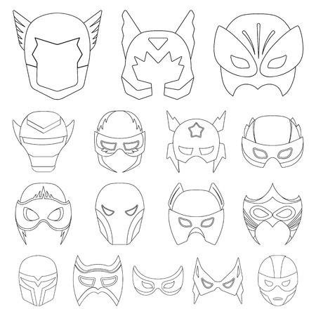 Carnival mask outline icons in set collection for design.Mask on the eyes and face vector symbol stock web illustration.のイラスト素材