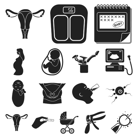 Woman and pregnancy black icons in set collection for design.のイラスト素材
