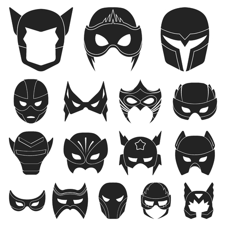 Carnival mask black icons in set collection for design.Mask on the eyes and face vector symbol stock  illustration.のイラスト素材
