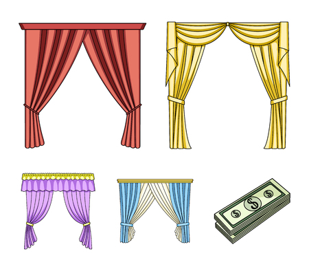 Different types of window curtains.Curtains set collection icons in cartoon style vector symbol stock illustration .のイラスト素材