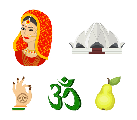 Country India cartoon icons in set collection for design.India and landmark vector symbol stock  illustration.のイラスト素材