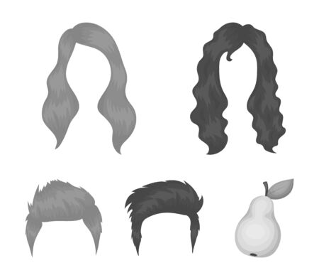 Set of stylish haircut icons in monochrome style illustration.のイラスト素材