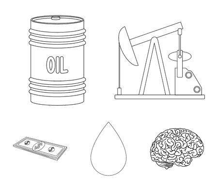 Pump, barrel, drop, petrodollars. Oil set collection icons in outline style vector symbol stock illustration web.のイラスト素材