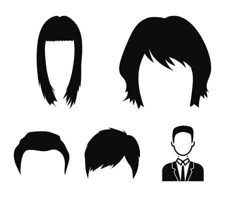 Mustache and beard, hairstyles black icons in set collection for design. Stylish haircut vector symbol stock  illustration.のイラスト素材