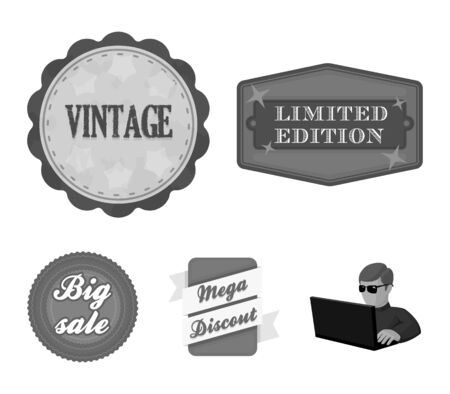 Limited edition, vintage, mega discont, dig sale.Label,set collection icons in monochrome style vector symbol stock illustration .のイラスト素材