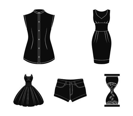 Womens Clothing black icons in set collection for design.Clothing Varieties and Accessories vector symbol stock web illustration and other web icon.のイラスト素材