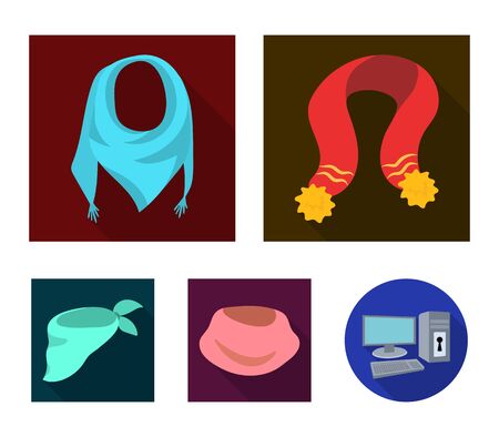 Various kinds of scarves, scarves and shawls. Scarves and shawls set collection icons in flat style vector symbol stock illustration web.のイラスト素材