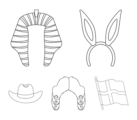 Hats set collection icons in outline style vector symbol stock illustration web.のイラスト素材