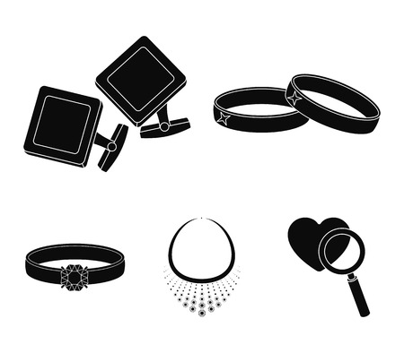 Jewelry and accessories set collection icons in black style vector symbol stock illustration web.のイラスト素材