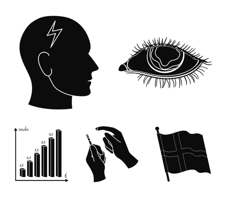 Diabetic set collection icons in black style vector symbol stock illustration web.のイラスト素材