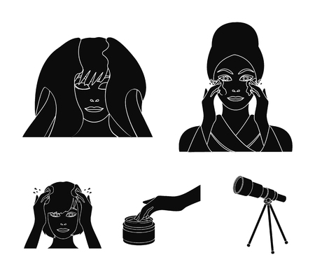 Cosmetic, salon, hygiene, and other  icon in black style. Napkin, hygienic, hairdresser, icons in set collection.のイラスト素材