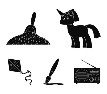 Children's toy black icons in set collection for design. Game and bauble vector symbol stock  illustration.のイラスト素材