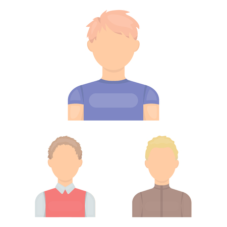 Avatar and face cartoon icons in set collection for design. A persons appearance vector symbol stock web illustration.のイラスト素材