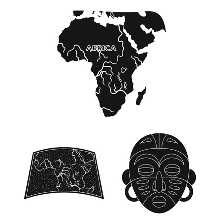 African Safari black icons in set collection for design.のイラスト素材