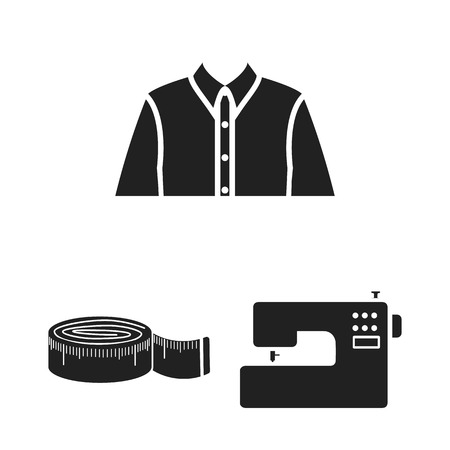 Atelier and sewing black icons in set collection for design. Equipment and tools for sewing vector symbol stock  illustration.のイラスト素材