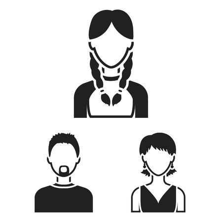 Avatar and face black icons in set collection for design. A person's appearance vector symbol stock  illustration.のイラスト素材