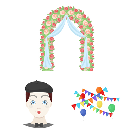 Event Organisation cartoon icons in set collection for design.Celebration and Attributes vector symbol stock  illustration.のイラスト素材