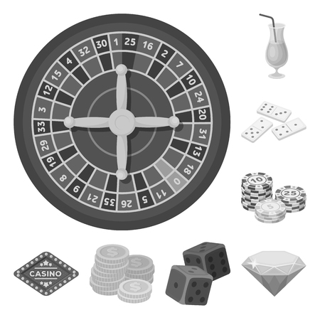 Casino and gambling monochrome icons in set collection for design. Casino and equipment vector symbol stock web illustration.のイラスト素材
