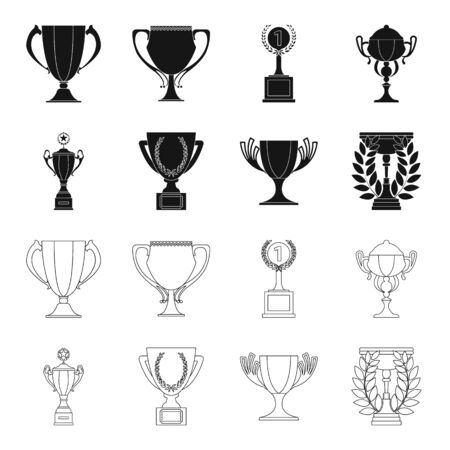 Gold Cup black,outline icons in set collection for design. Winners Cup vector symbol stock web illustration.のイラスト素材