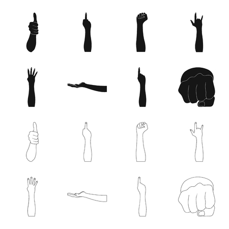 Sign Language black,outline icons in set collection for design.Emotional part of communication vector symbol stock web illustration.のイラスト素材