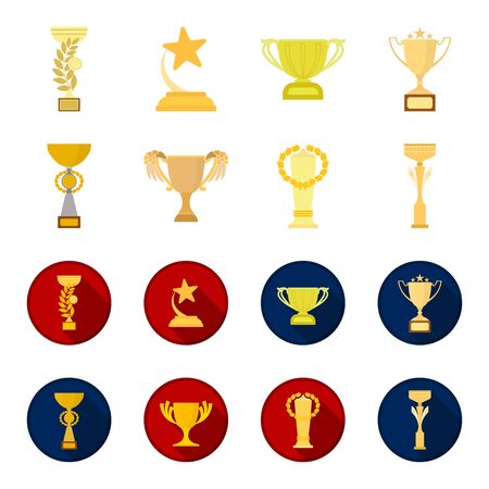 Gold Cup cartoon,flat icons in set collection for design. Winners Cup vector symbol stock web illustration.のイラスト素材