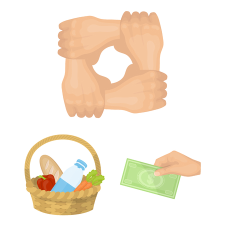 Charity and donation cartoon icons in set collection for design. Material aid vector symbol stock web illustration.のイラスト素材