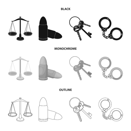 Prison set collection icons in black,monochrome,outline style vector symbol stock illustration web.のイラスト素材