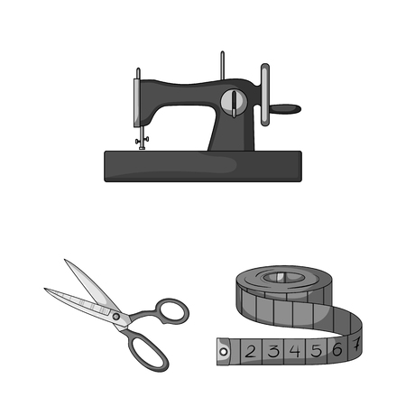 Sewing, atelier monochrome icons in set collection for design. Tool kit vector symbol stock  illustration.のイラスト素材