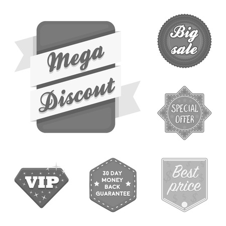 Different label monochrome icons in set collection for design. Index and brand vector symbol stock web illustration.のイラスト素材