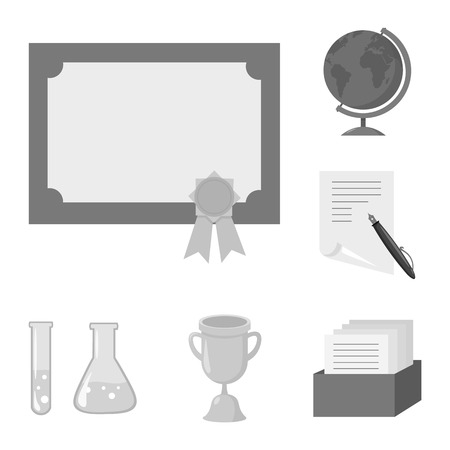 School and education monochrome icons in set collection for design.College, equipment and accessories vector symbol stock web illustration.のイラスト素材