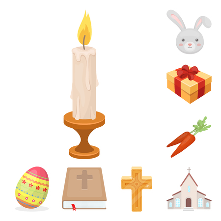 Easter is a Christian holiday cartoon icons in set collection for design. Easter attributes vector symbol stock web illustration.のイラスト素材
