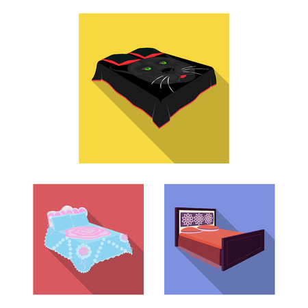 Different beds flat icons in set collection for design. Furniture for sleeping vector isometric symbol stock web illustration.のイラスト素材