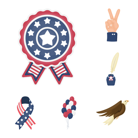 Day of Patriot, holiday cartoon icons in set collection for design. American tradition vector symbol stock  illustration.のイラスト素材