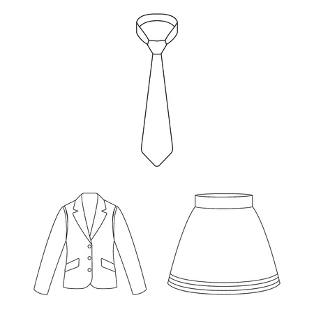Different kinds of clothes outline icons in set collection for design. Clothes and style vector symbol stock web illustration.のイラスト素材
