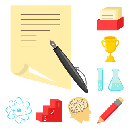 School and education cartoon icons in set collection for design. College, equipment and accessories vector symbol stock illustration.のイラスト素材