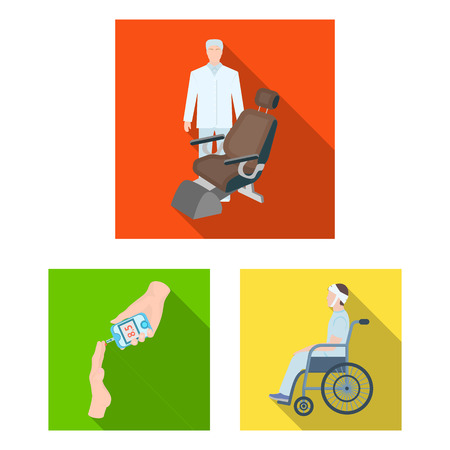 Medicine and treatment flat icons in set collection for design.Hospital and equipment vector symbol stock  illustration.のイラスト素材