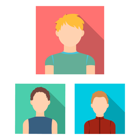 Avatar and face flat icons in set collection for design. A person appearance vector symbol stock illustration.のイラスト素材