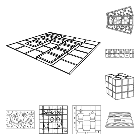 Board game outline icons in set collection for design. Game and entertainment vector symbol stock  illustration.のイラスト素材