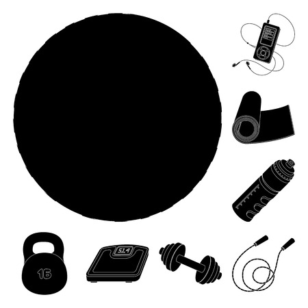 Gym and training black icons in set collection for design.のイラスト素材