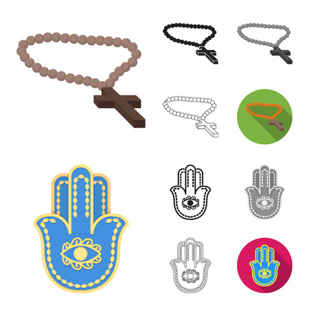 Religion and belief cartoon outline iconsのイラスト素材