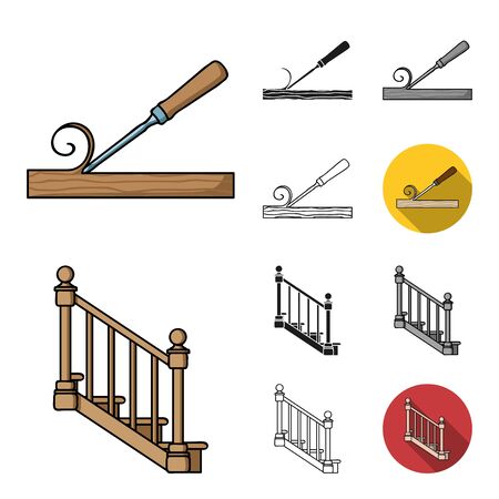 Sawmill and Timber cartoon,black,flat,outline icons in set collection for design. Hardware and Tools vector symbol stock web illustration.のイラスト素材