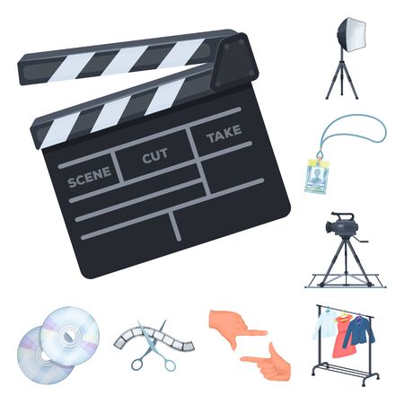 Movie making cartoon icons in set collection design.のイラスト素材