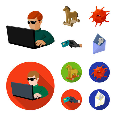 Hacker, hacking, system, internet .Hackers and hacking set collection icons in cartoon,flat style vector symbol stock illustration .のイラスト素材