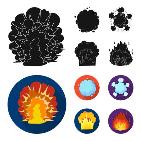 Explosions set collection icons in black, flat style vector symbol stock illustration web.のイラスト素材