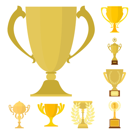 Gold Cup cartoon icons in set collection for design. Winners Cup vector symbol stock  illustration.のイラスト素材