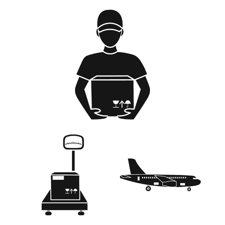 Logistics service black icons in set collection for design. Logistics and equipment vector symbol stock web illustration.のイラスト素材